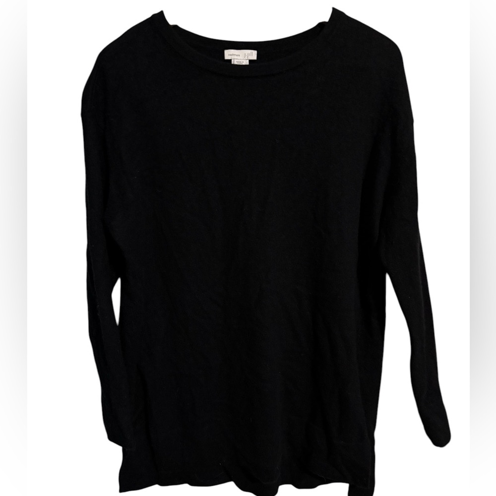 J. Jill Black Crew Neck Cashmere crewneck tunic Sweater women’s sz Small Petite